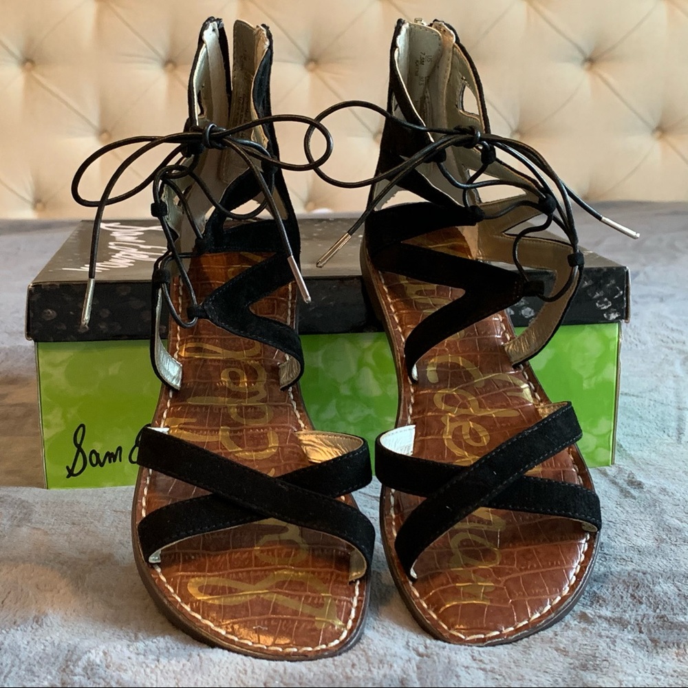 Sam Edelman Lace-Up Black Gladiator Sandals